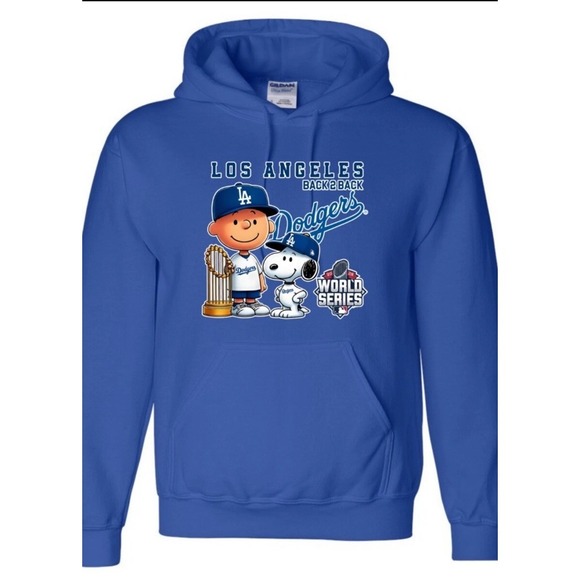 Gildan Other - L.A. Dodgers Peanuts Snoopy Charlie Brown Works Series Hoodie Blue Unisex 2XL